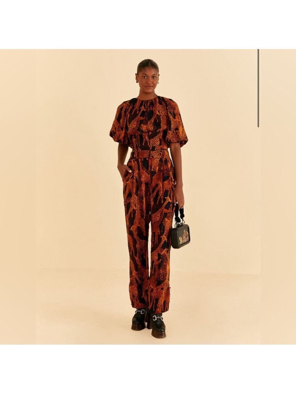 Farm Rio Black Giraffes Pants